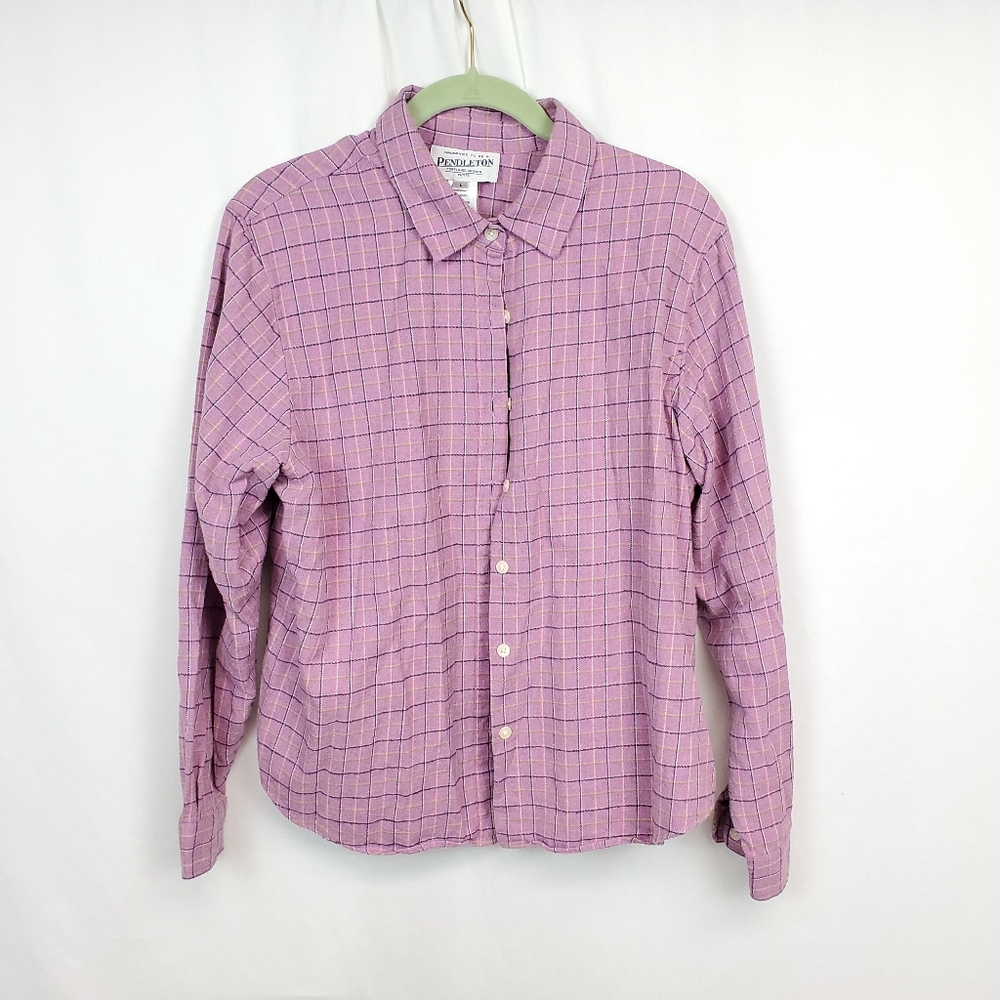 Pendleton woman's purple plaid flannel button down
